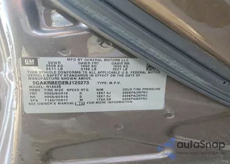 2011 Buick Enclave Cxl z USA, uszkodzony, nr VIN 5GAKRBED2BJ120273